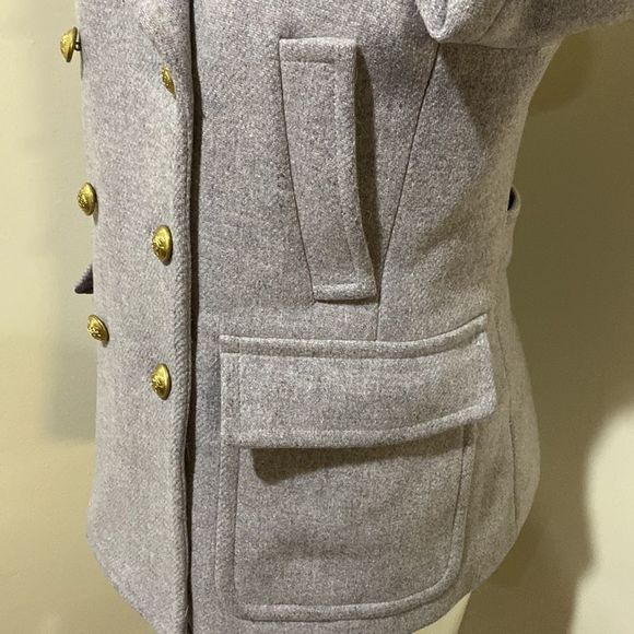J. Crew Gray Pea Coat with Gold Buttons - Picture 4 of 9